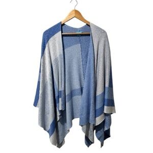 J Mclaughlin Womens Iris Wrap Blue Geometric Color
Block Cotton Shaw Poncho